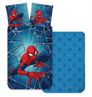 Billede af Spiderman Junior sengetøj - 100x140 cm - Vendbart betræk med 2 design - 100% bomuld